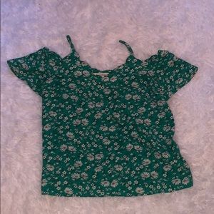 green floral blouse